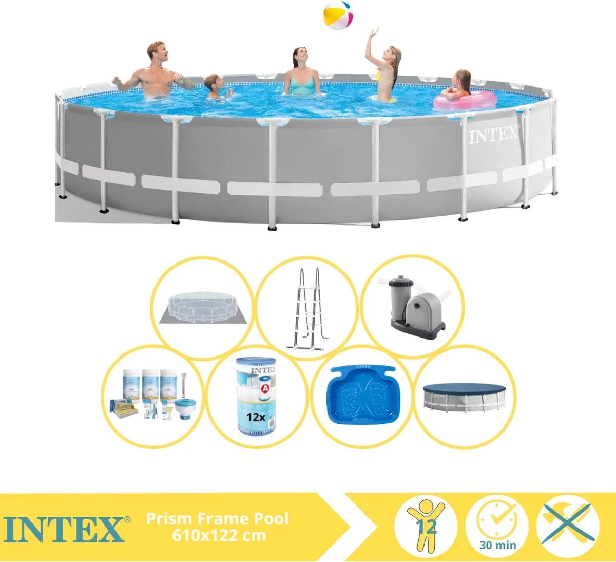 Intex Prism Frame 26756GN Opzetzwembad 610x122cm