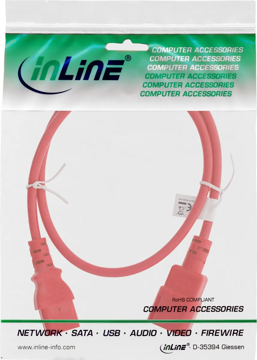 InLine C13-C14 Stroomkabel 3x0,75mm - Rood - 0,5m