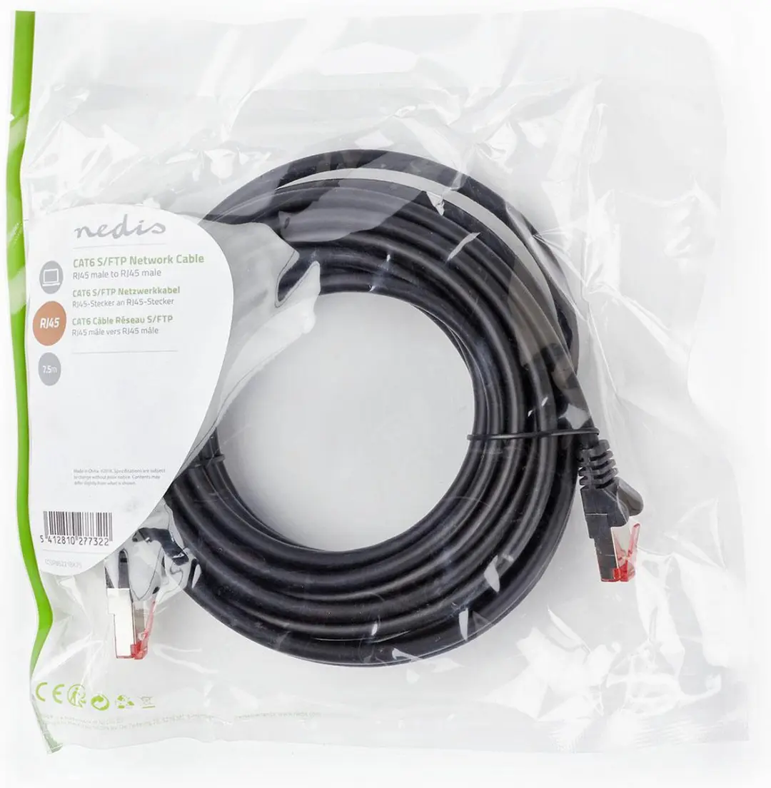 Nedis CAT6 Netwerkkabel RJ45 Male - 7,5m - Zwart