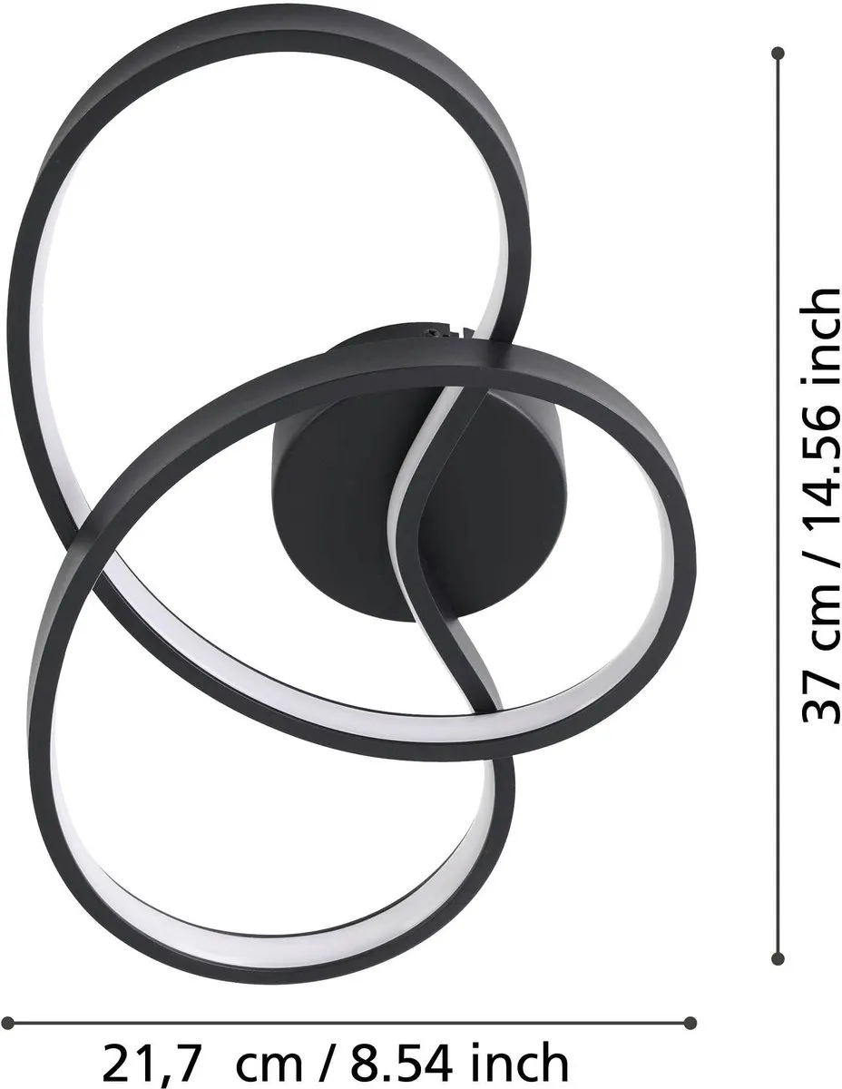 Eglo Gianella Wandlamp - LED 37cm - Zwart/Wit - afbeelding 6 van 6