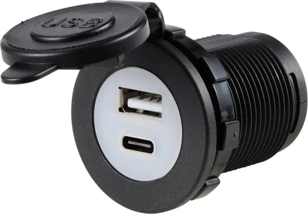 Tru Components TC-12114140 USB Inbouwbus - Verlicht Blauw - Zwart