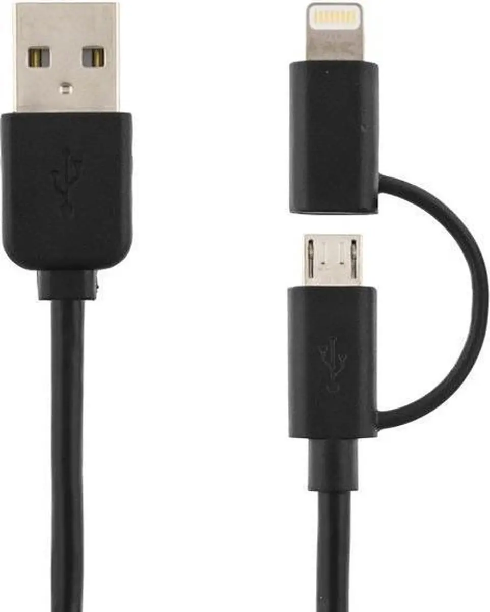 Deltaco IPLH-212 USB-A naar Lightning & Micro-USB Kabel