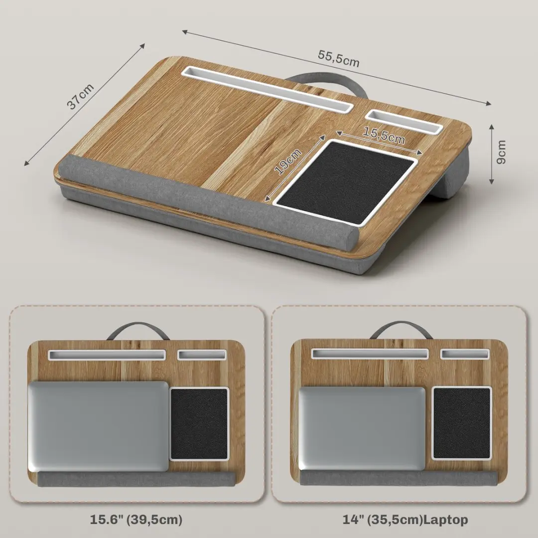 Homcom MDF Monitorstandaard 55,5x37cm - Eiken