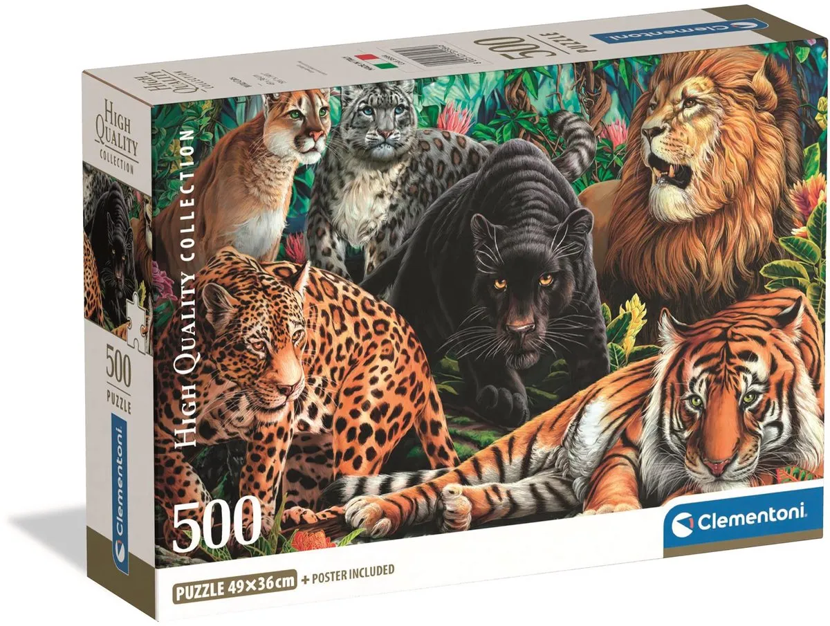 Clementoni Wilde Katten Puzzel 500 Stukjes - Multikleur