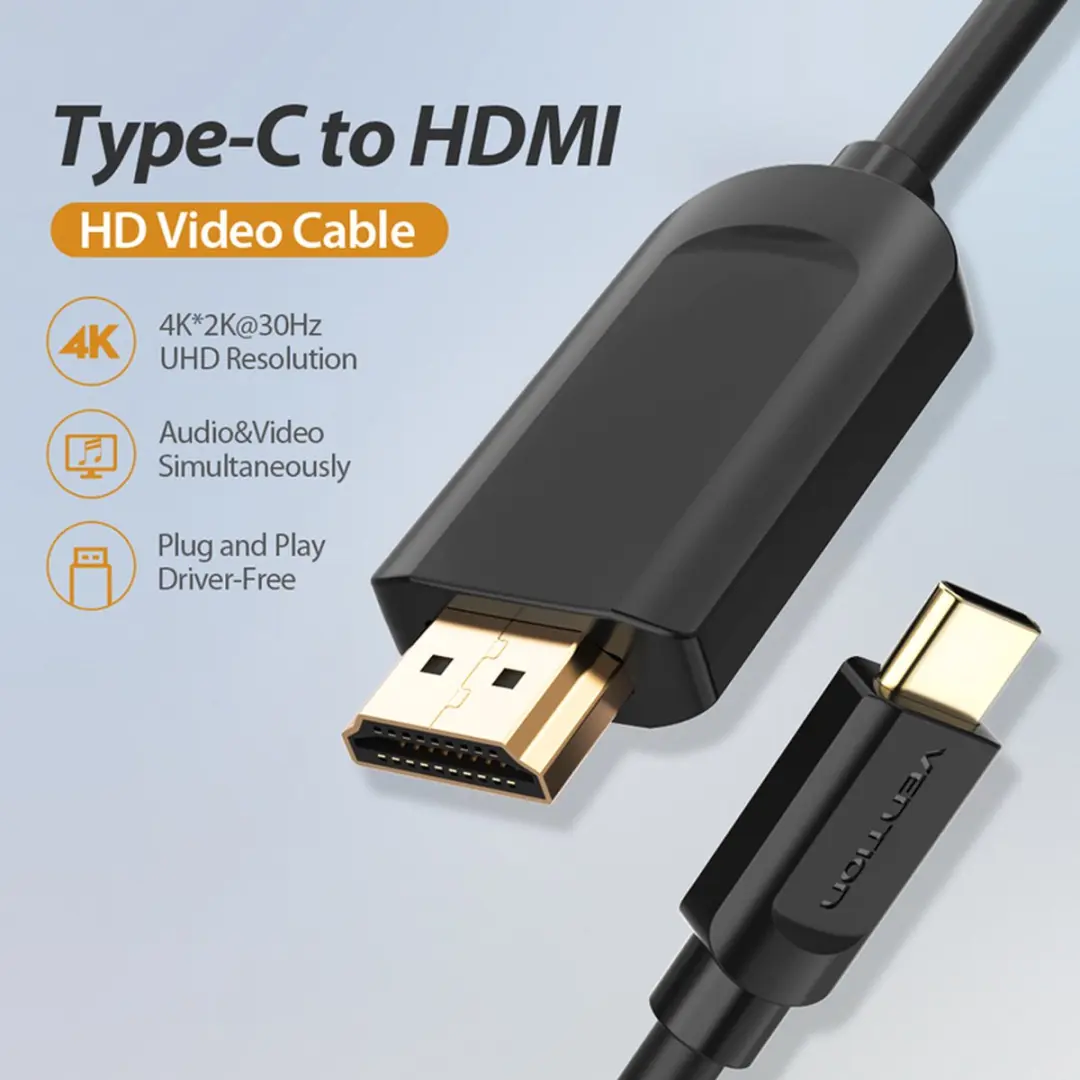 Vention CGUBH USB-C naar HDMI Kabeladapter 2m - Zwart - afbeelding 6 van 6