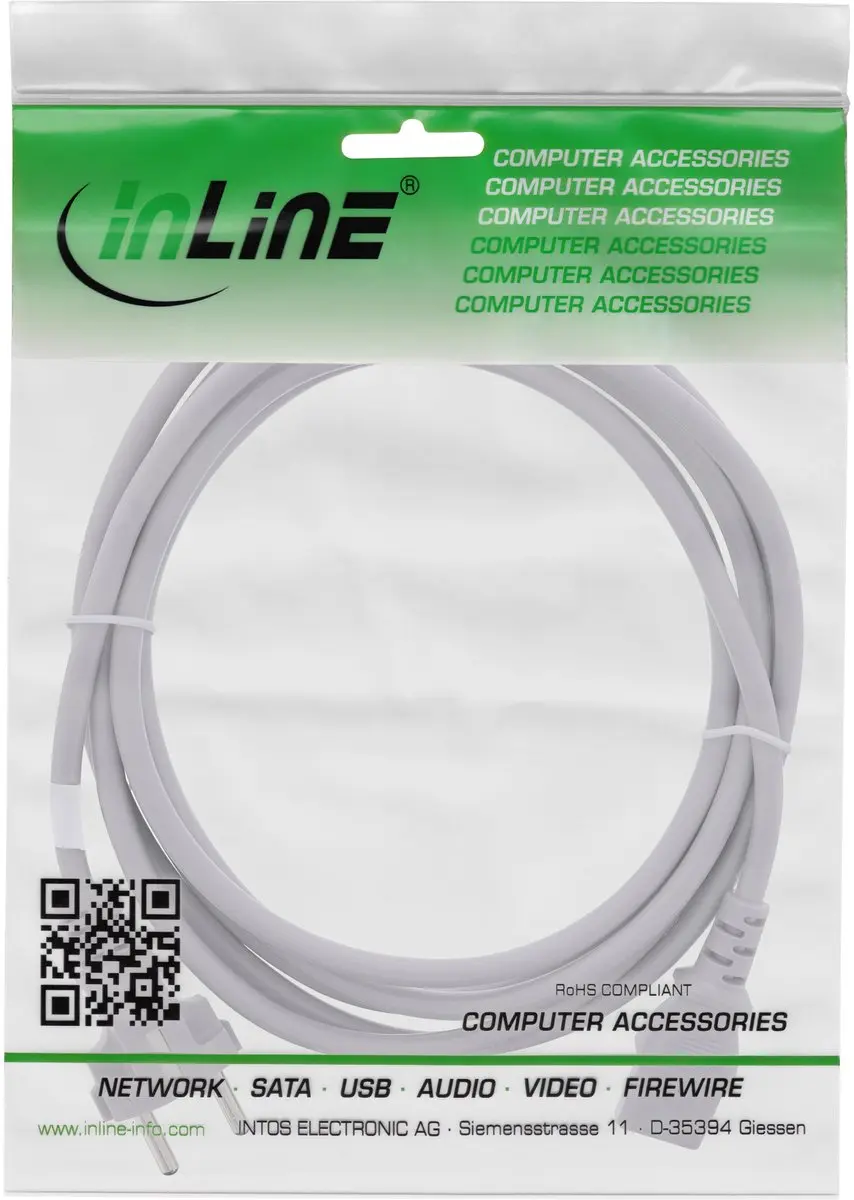 InLine C13 CEE 7/7 Stroomkabel 3x1,00mm - 3m - Grijs