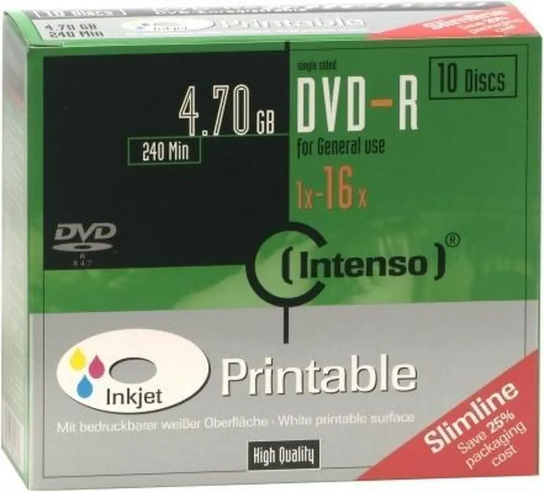 Intenso 4801652 DVD-R 4,7GB - 10 Stuks Slimcase - afbeelding 6 van 6