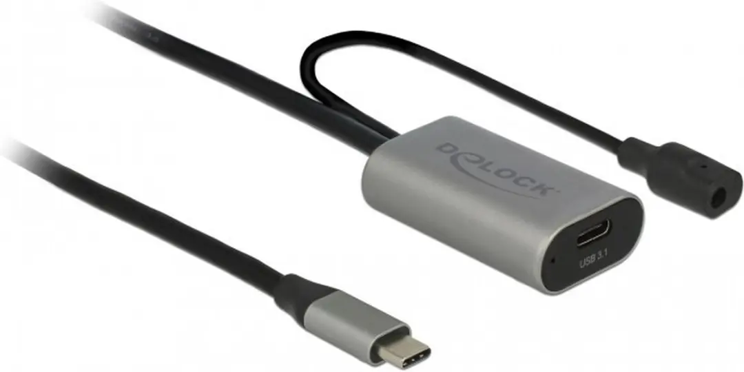 Delock USB 3.1 Gen 1 Type-C Verlengkabel 5m - Zwart/Grijs