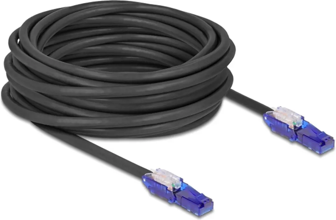 Delock RJ45 Cat.6 UTP Kabel 10m - 180° Hoekstekkers - Zwart