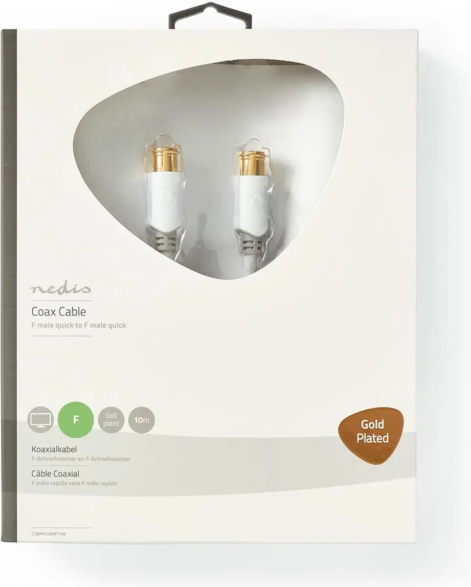 Nedis F Quick CSBW41300WT100 Kabel - 10m - Wit