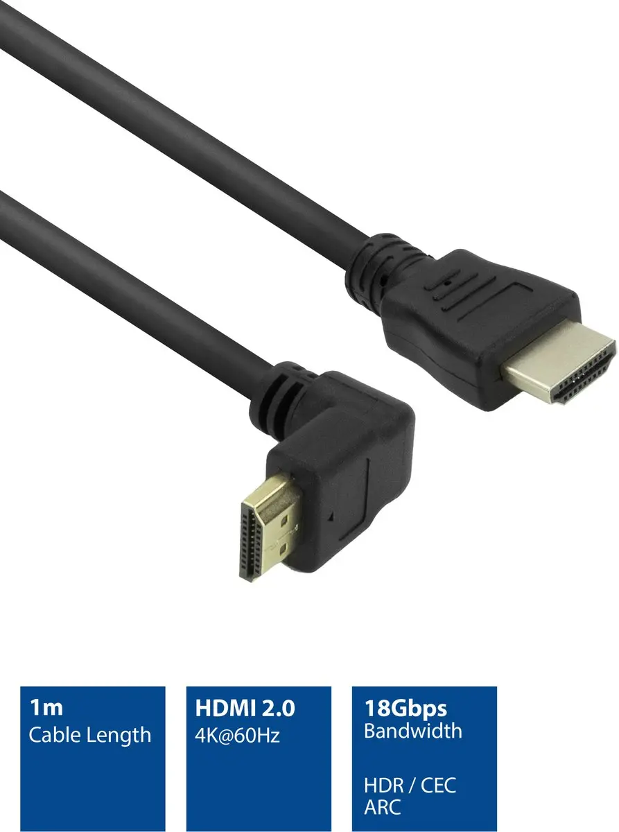ACT HDMI High Speed Kabel v2.0 AK3676 - 1m - Zwart