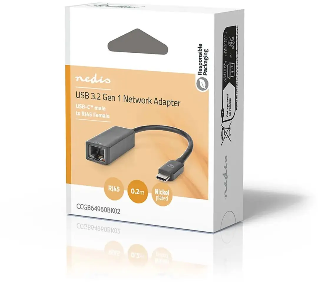 Nedis USB-C 2.5Gbps Netwerkadapter 0.2m - Zwart