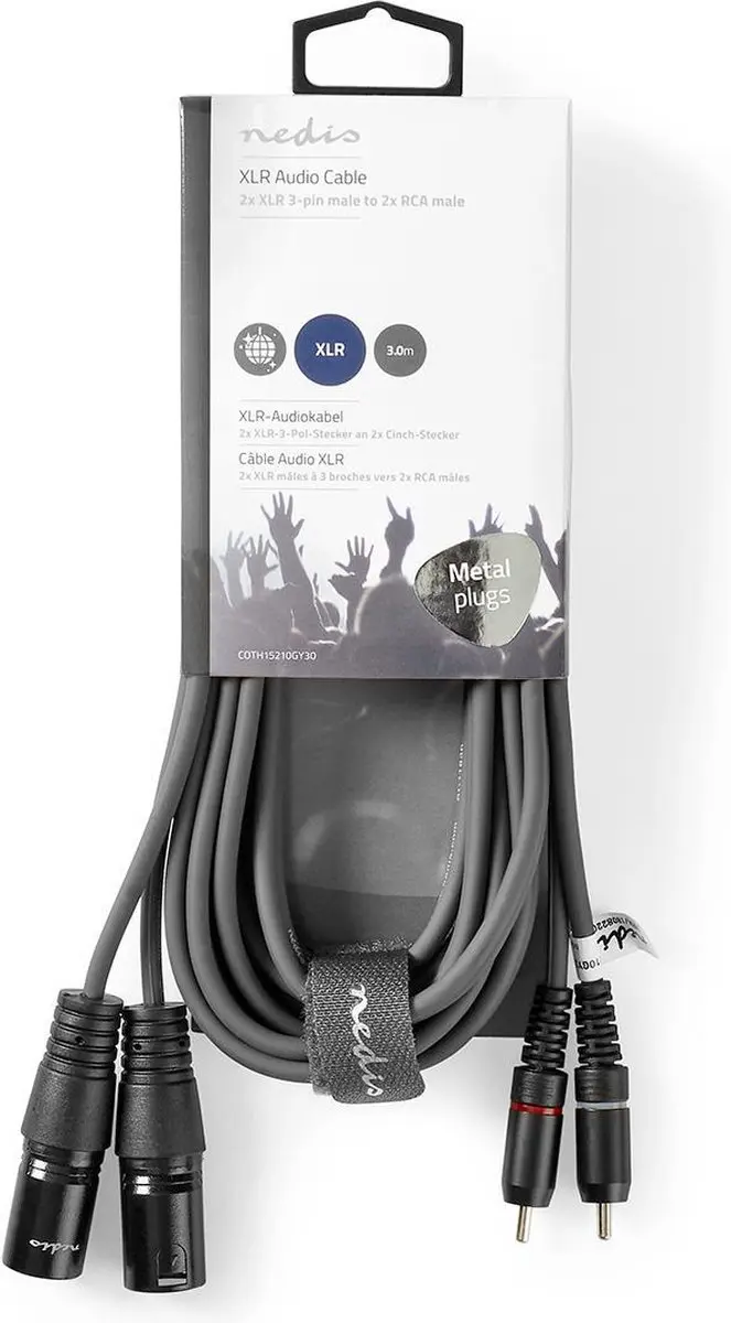 Nedis Gebalanceerde Audiokabel XLR-RCA 3m - Donkergrijs