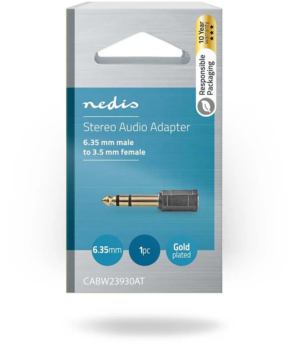 Nedis Stereo-Audioadapter 6,35mm naar 3,5mm - Verguld - Antraciet