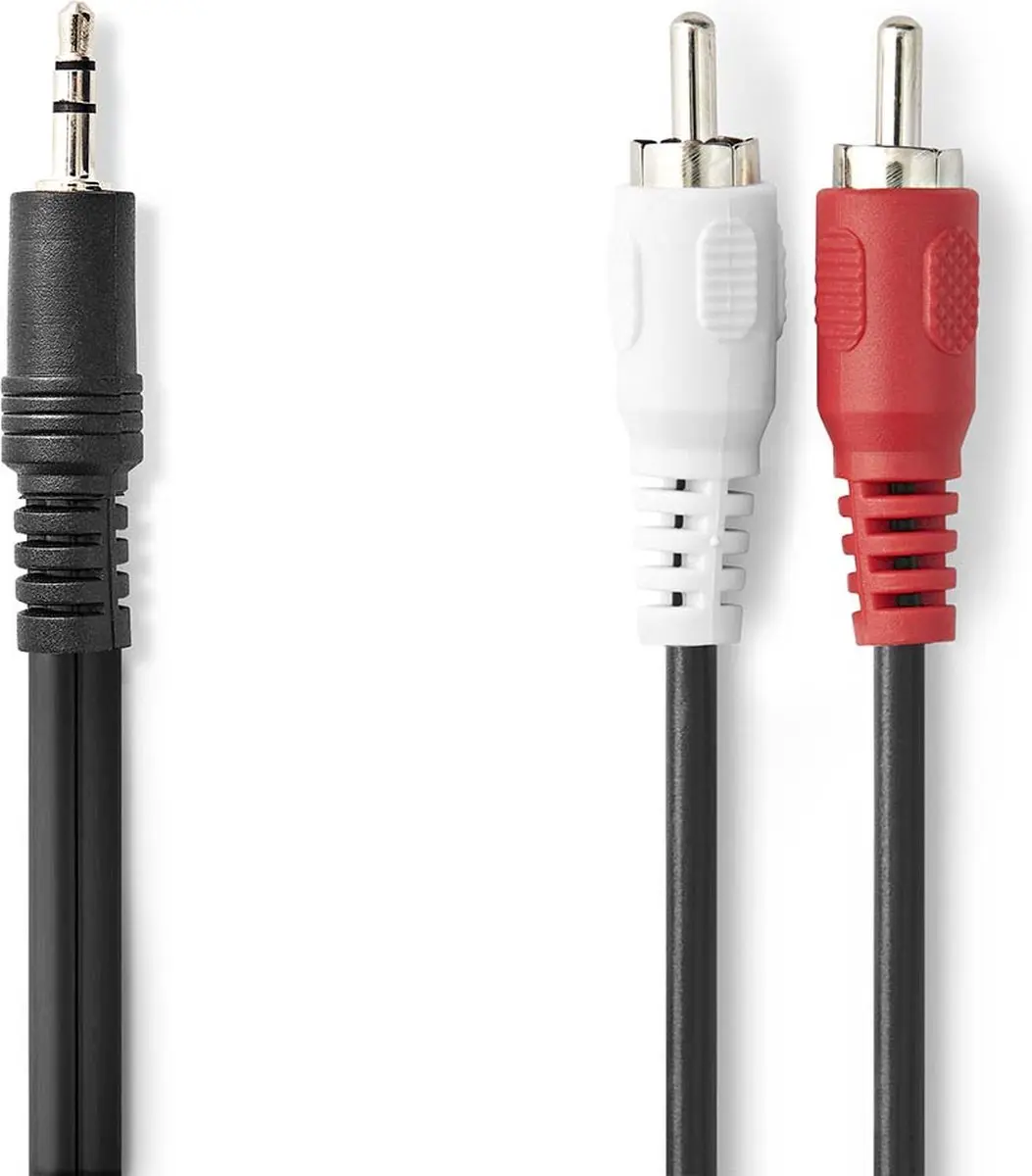 Nedis Stereo-Audiokabel 3,5mm Male naar 2x RCA Male - 1m - Zwart