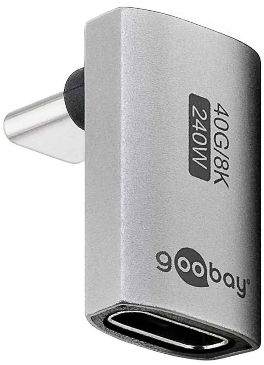 Goobay USB-C Haakse Adapter USB4 40Gbps 240W 8K60 - Grijs