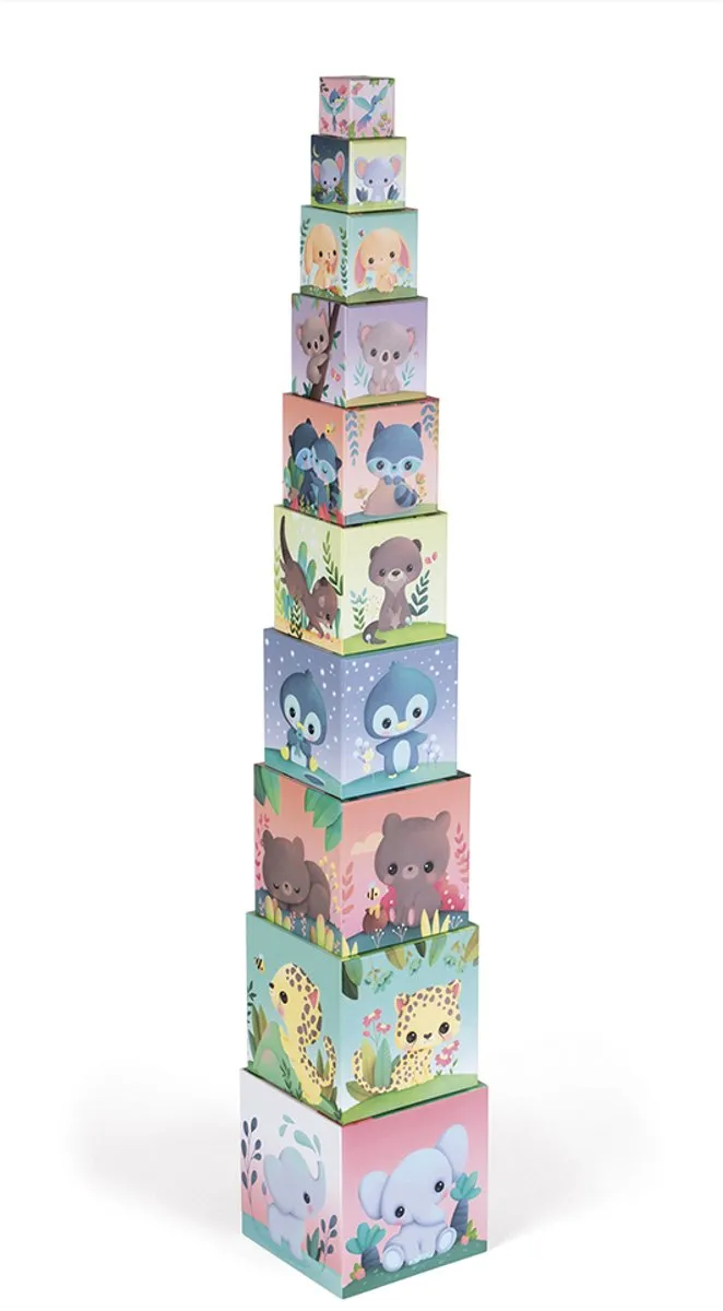 Janod Stapeltoren Schattige Dieren - 10 Kubussen - afbeelding 6 van 6