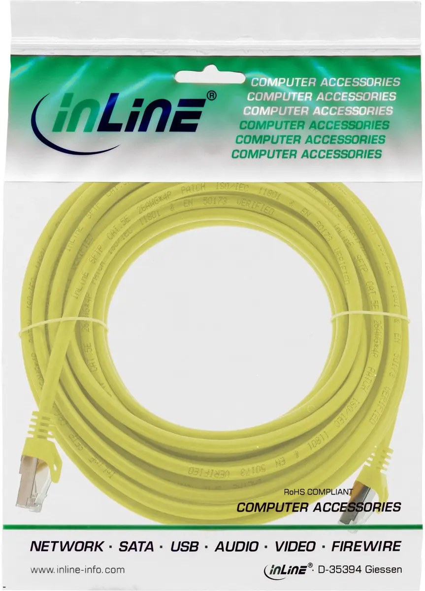 InLine Patchkabel SF/UTP Cat.5e Geel 30m