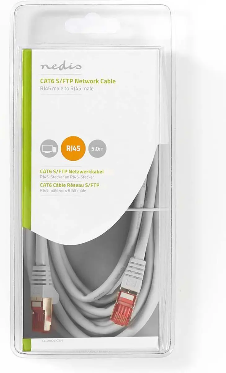 Nedis CAT6 Netwerkkabel CCGB85221GY50 - 5m - Grijs