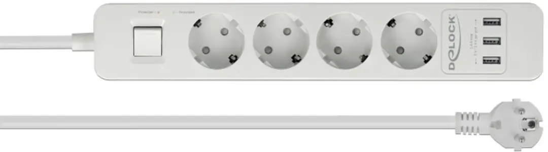 Delock 4-voudige Stekkerdoos met USB