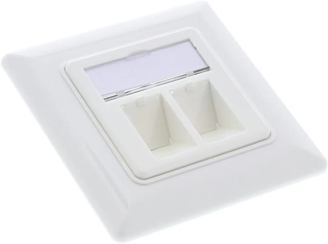 InLine Wandcontactdoos 45° met 2x RJ45 CAT6a Keystone - Wit - 5 Stuks