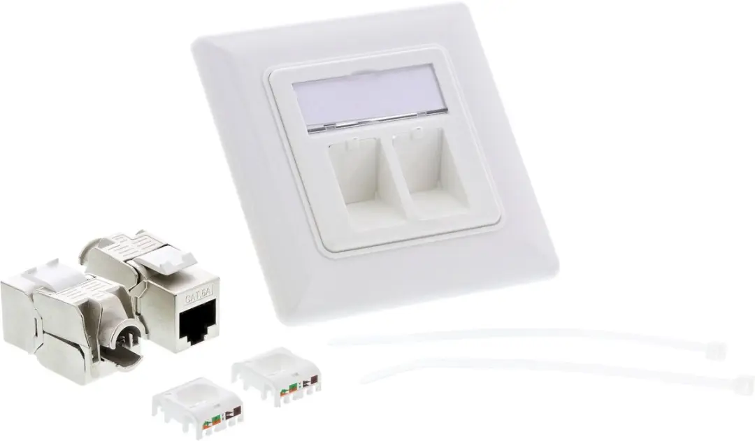 InLine Wandcontactdoos 45° met 2x RJ45 CAT6a Keystone