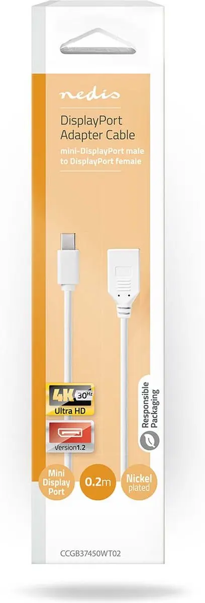 Nedis Mini DisplayPort-Kabel CCGB37450WT02 - 0,2m - Wit