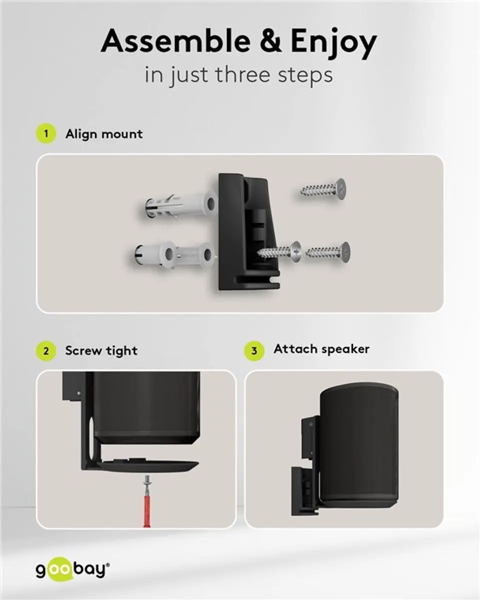 Goobay Muurbeugel Set voor Sonos Era 100 - 2 Stuks - Zwart - afbeelding 6 van 6