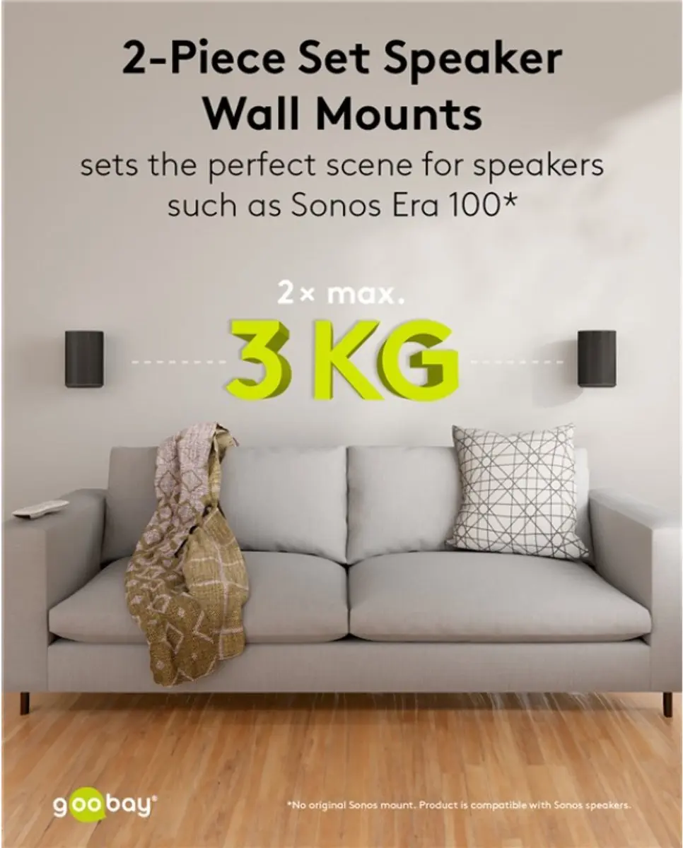 Goobay Muurbeugel Set voor Sonos Era 100 - 2 Stuks - Zwart