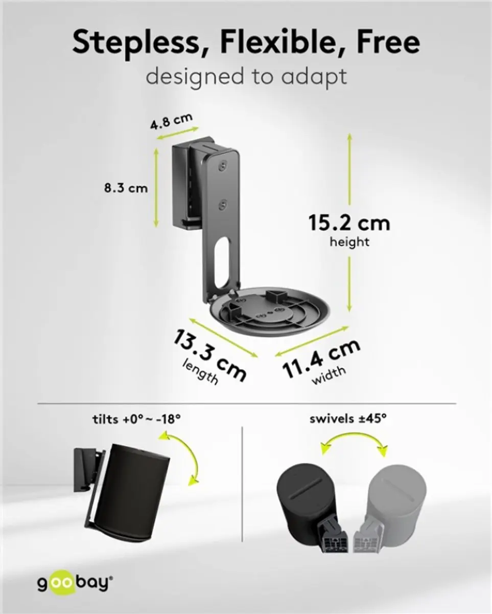 Goobay Muurbeugel Set voor Sonos Era 100 - 2 Stuks - Zwart