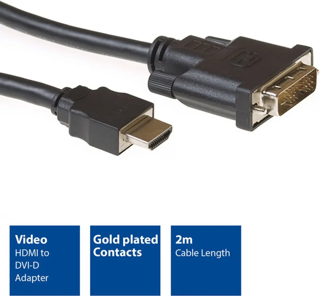 ACT DVI HDMI Kabel AC7520 - 2m - Zwart