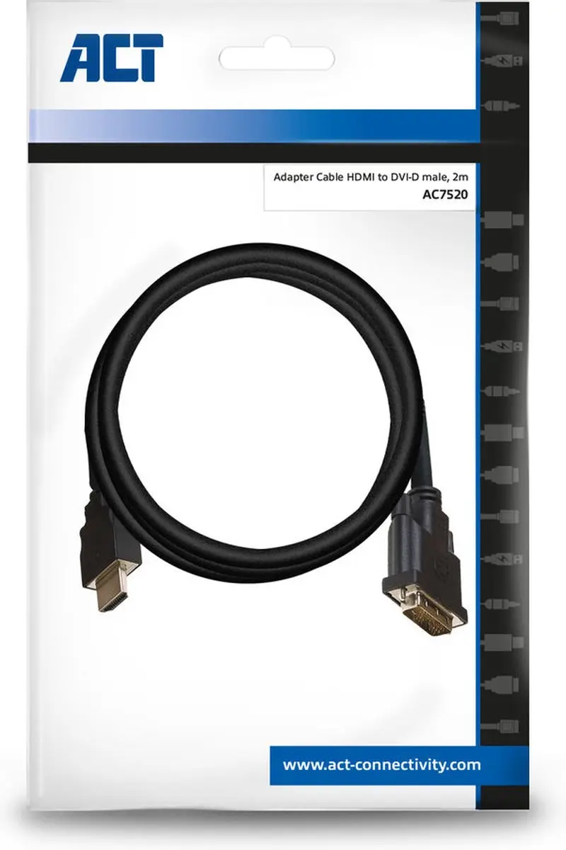 ACT DVI HDMI Kabel AC7520 - 2m - Zwart
