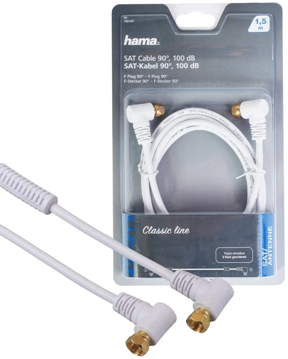 Hama SAT-aansluitkabel F-connector 1,5m - Verguld Wit
