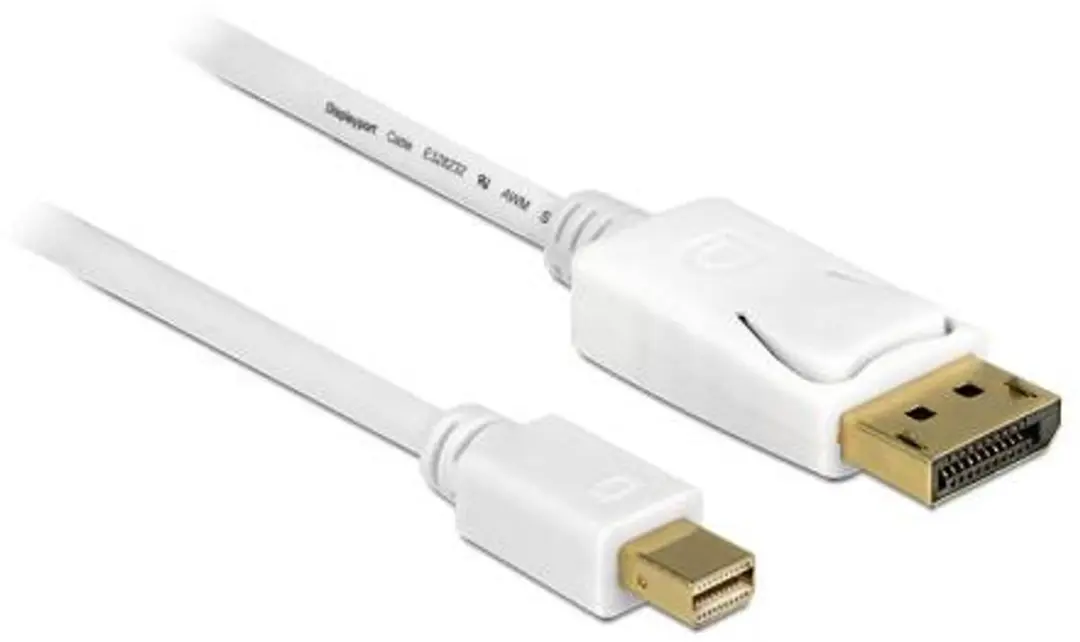Goobay Mini DisplayPort-naar-Adapterkabel 1.2 - 1m - Goudgeplaatst - Wit