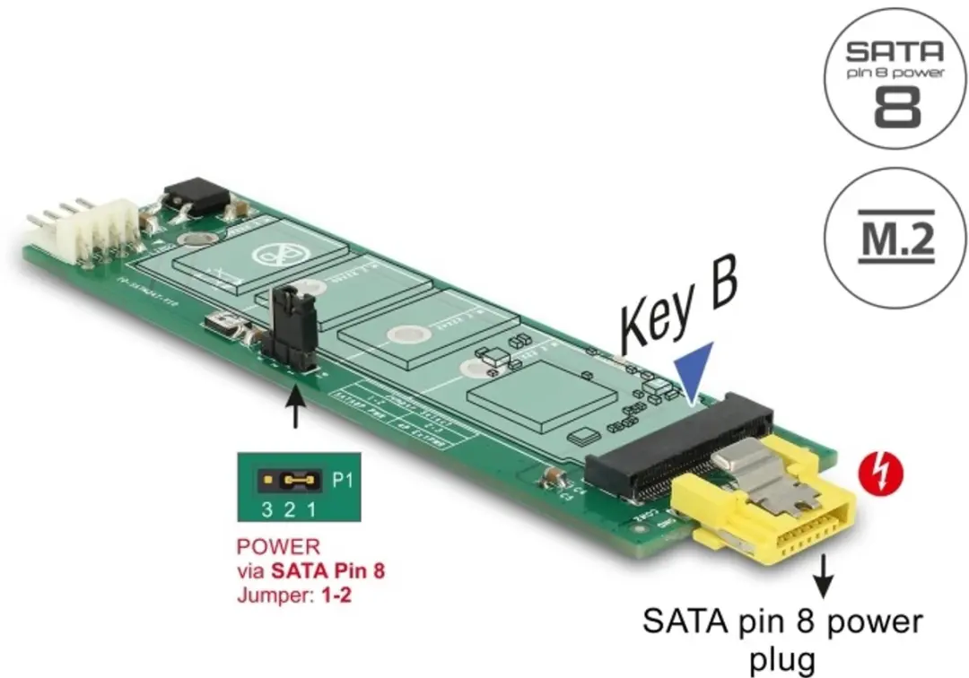Delock SATA naar M.2 Key B Converter