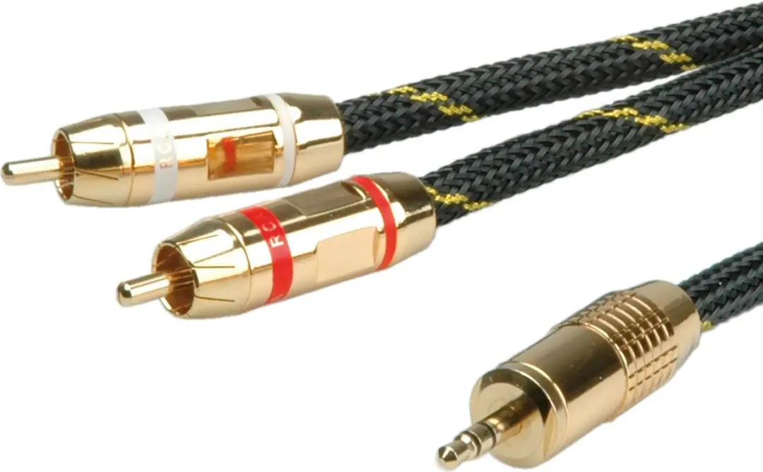Roline GOLD Audiokabel 3,5mm M/M 5m - Zwart/Goud