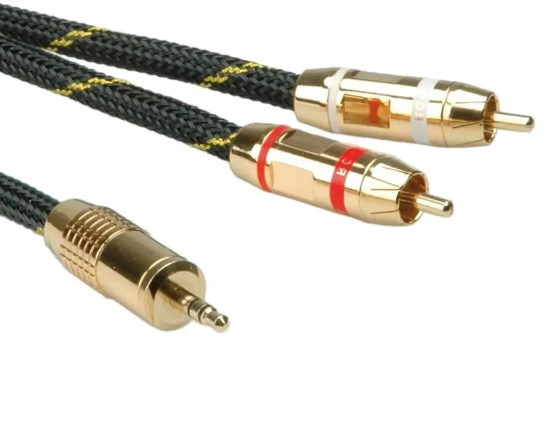 Roline GOLD Audiokabel 3,5mm M/M 5m - Zwart/Goud