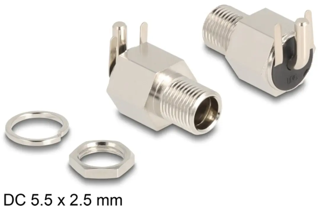 Delock DC 5.5x2.5mm Vrouwelijk Soldeer Hoekconnector