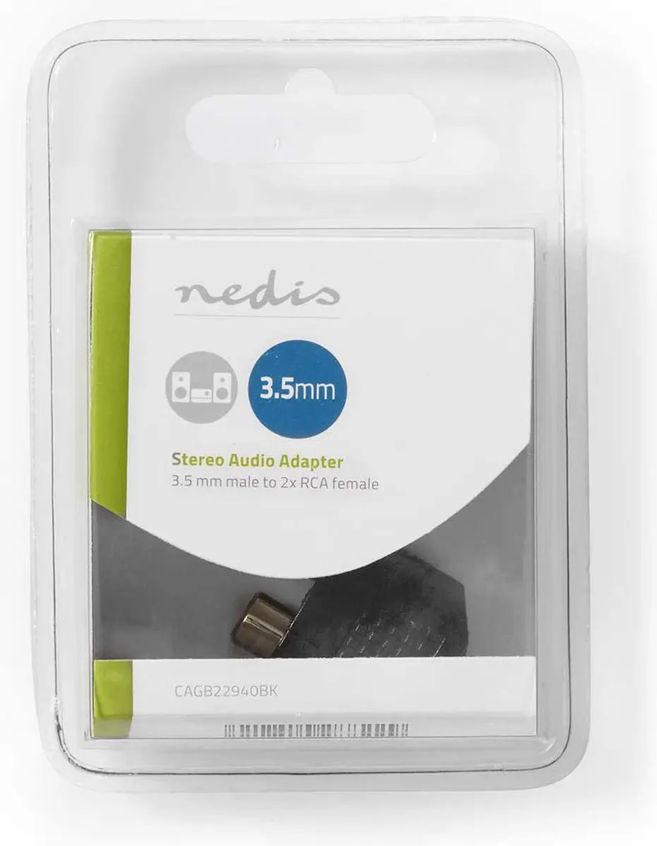 Nedis CAGB22940BK Stereo-Audioadapter 3,5mm naar 2x RCA - Zwart