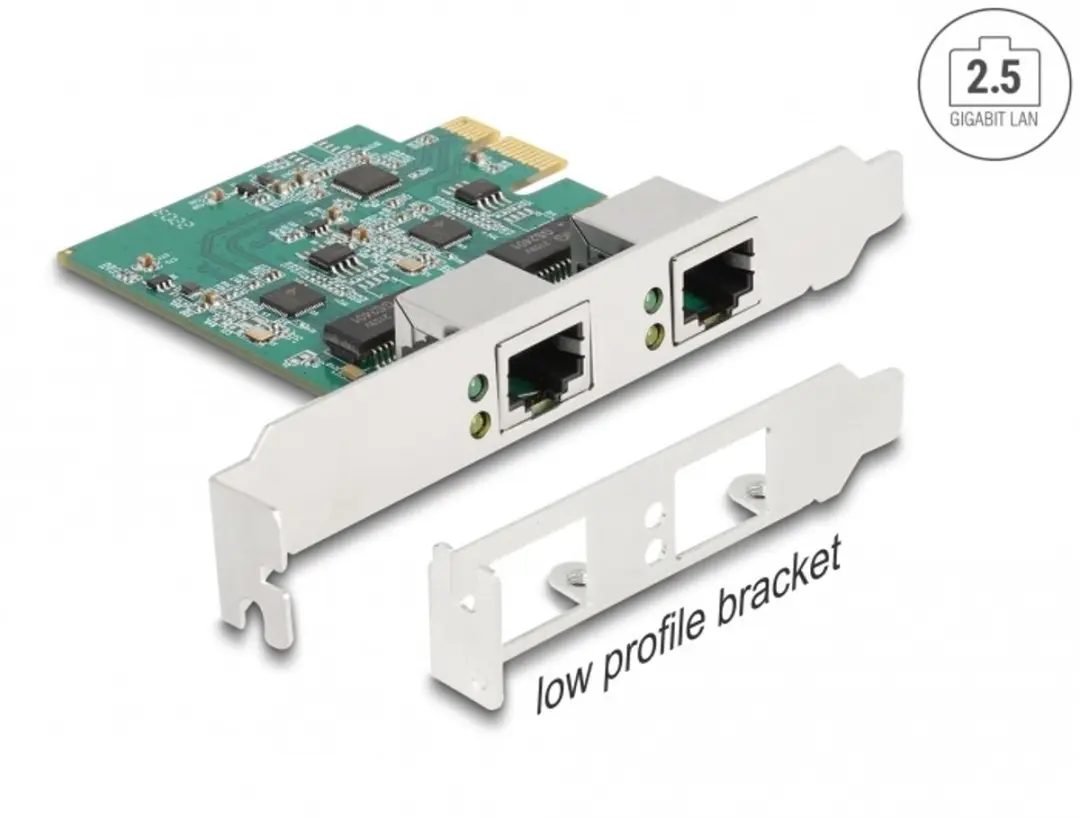 Delock PCIe x1 2x RJ45 2.5G LAN Kaart