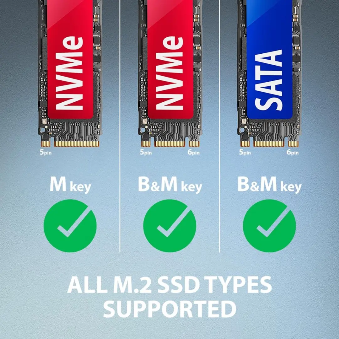AXAGON ADM2-AM USB-A 10Gbps - M.2 NVMe & SATA SSD adapter, 10cm USB-A cable