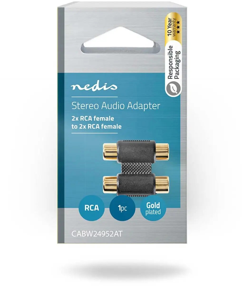 Nedis CABW24952AT Stereo-Audioadapter - 2x RCA - Verguld - Antraciet