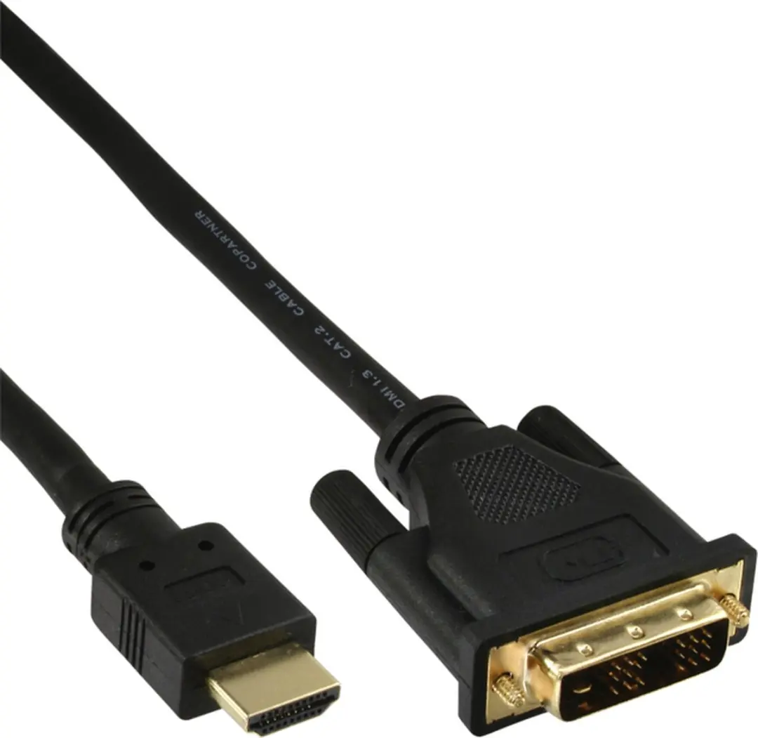 InLine HDMI-DVI Kabel 18+1 - 2m - Zwart/Goud