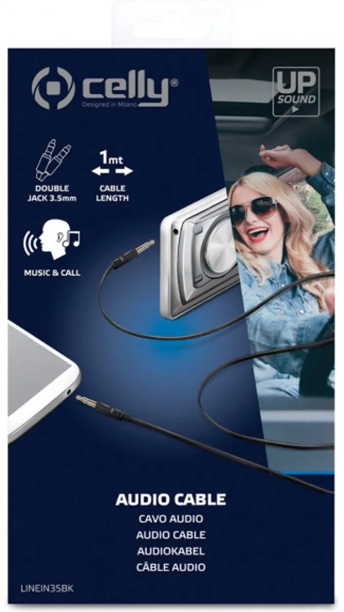 Celly Audiokabel 3.5mm 2x Aux - 1m - Zwart