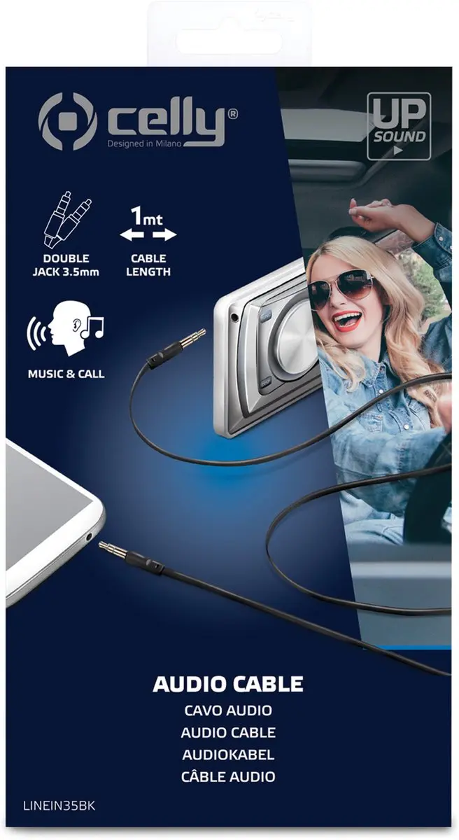 Celly Audiokabel 3.5mm 2x Aux - 1m - Zwart