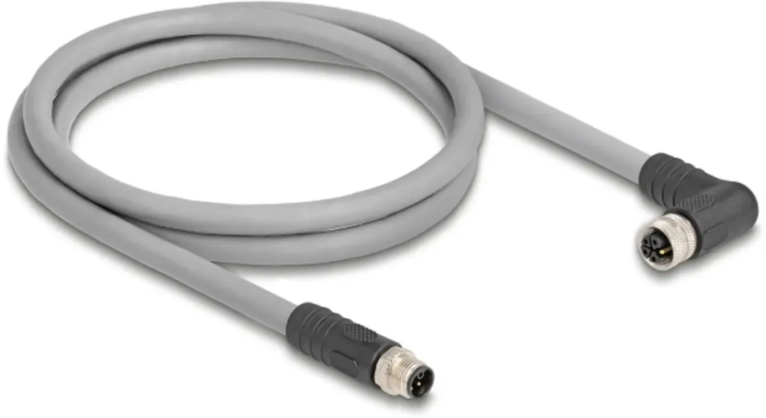 Delock M12 L-coded 5-pin Kabel 5m - Zwart