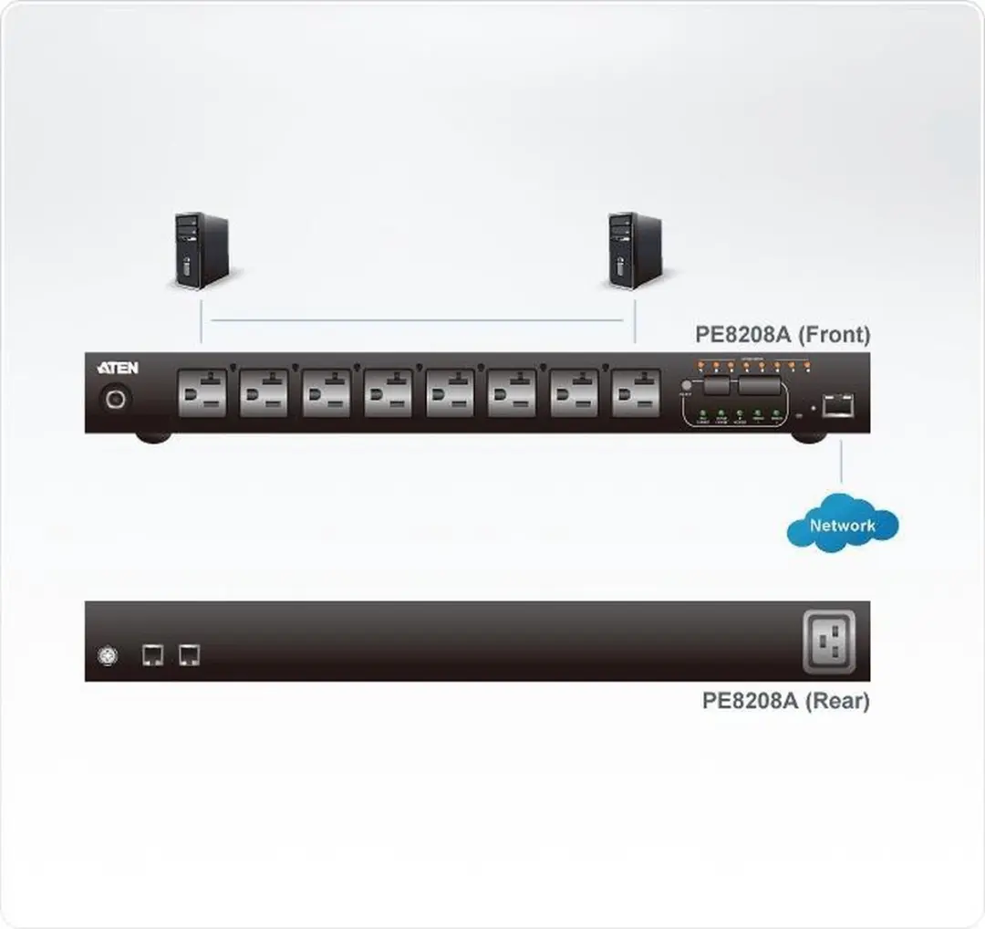 Aten PE8208G-AX-G eco PDU - 8 Poorten - Zwart