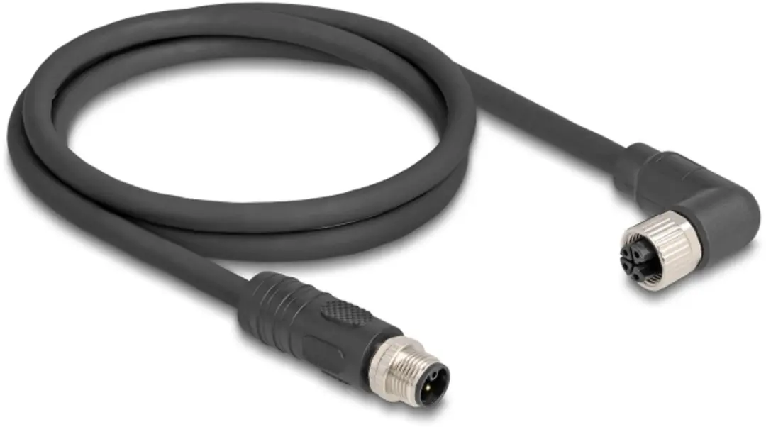 Delock M12 L-coded 4-pin Kabel 5m - Zwart