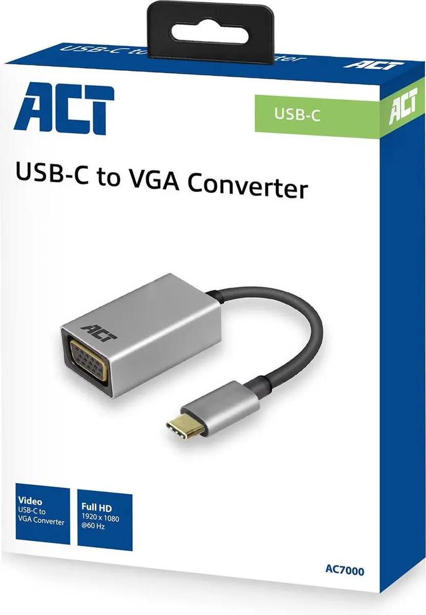 ACT AC7000 USB-C naar VGA Adapter - Grijs