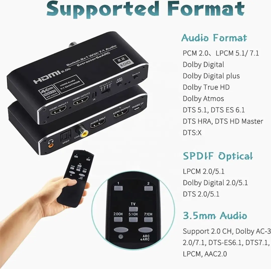 NÖRDIC SGM-199 HDMI Switch 2 naar 1 - 4K - Audio Extractie
